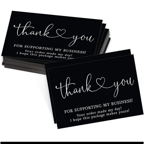 3 for $26 - 50 Thank You for supporting my small business Cards - Black & White - Picture 1 of 5